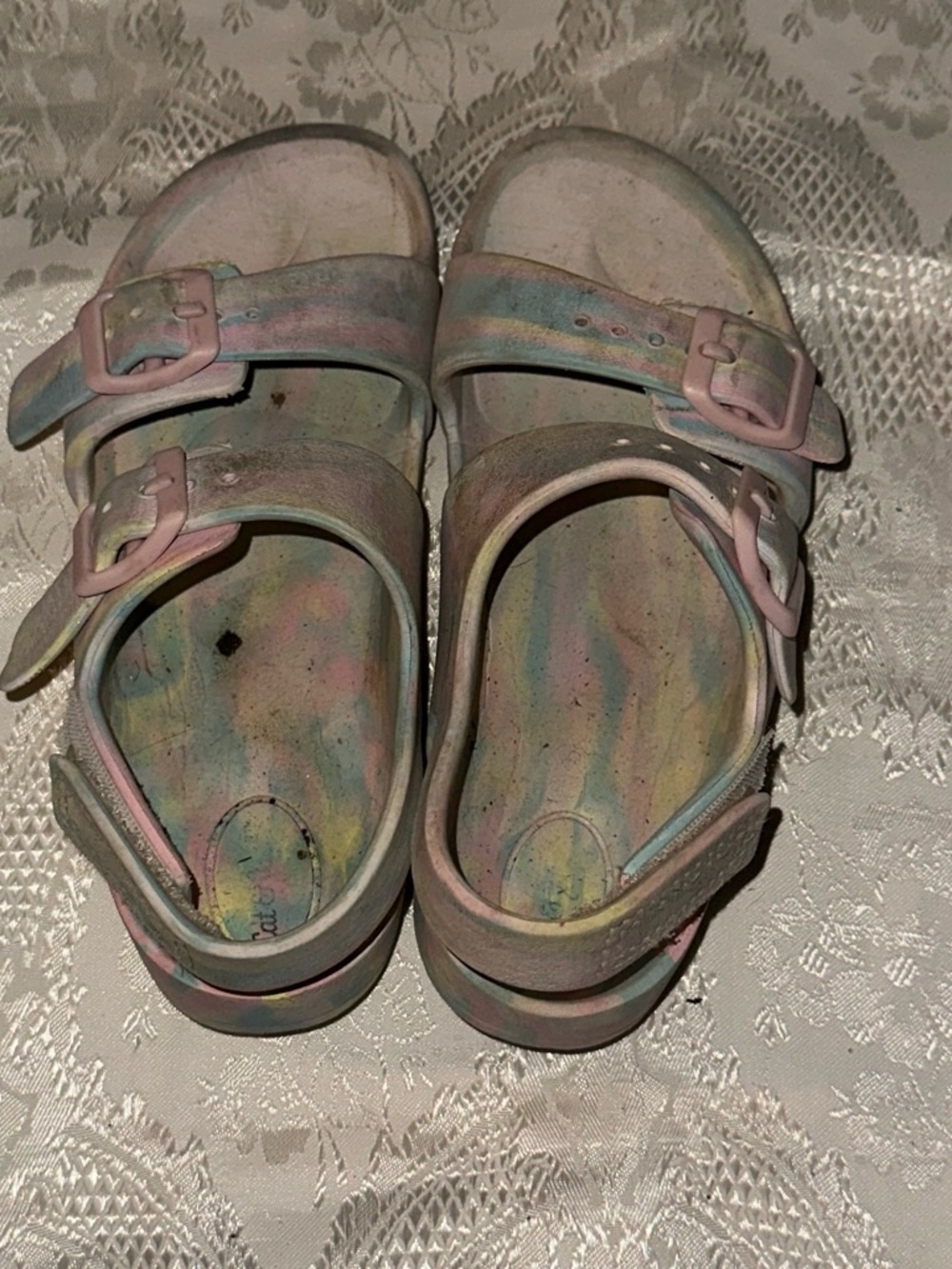Kids Pastel Tie-Dye Buckle Sandals - Adjustable Straps